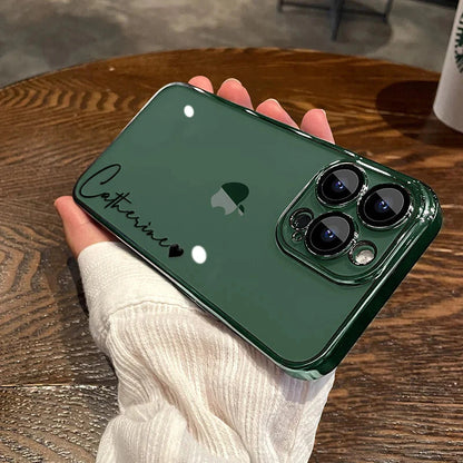 15 16 Pro Max Personalised Customized Name Case for Iphone 16 15 14 13 12 11 Pro Max Plating Transparent Clear Cover 16 Pro Max